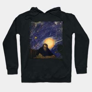 Vintage Astronomer with a Book Under the Night Sky Hoodie